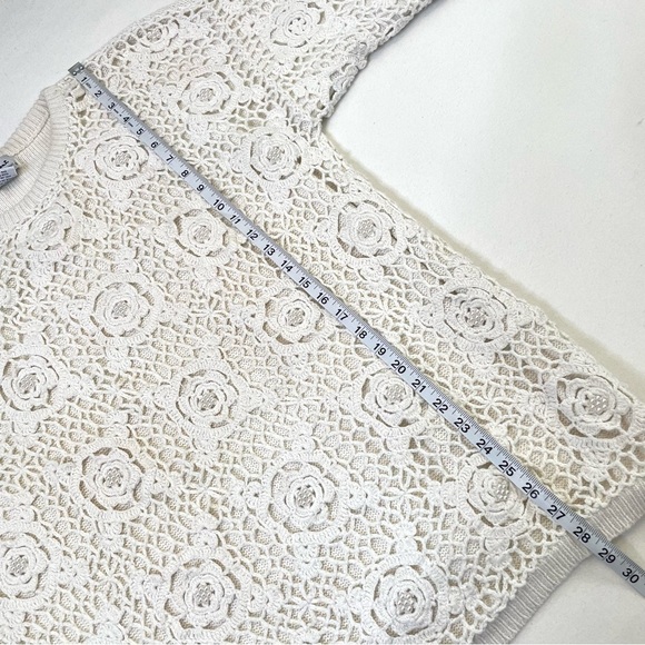 Y2K granny crochet overlay faux pearl accent sweater 2X - Picture 8 of 12